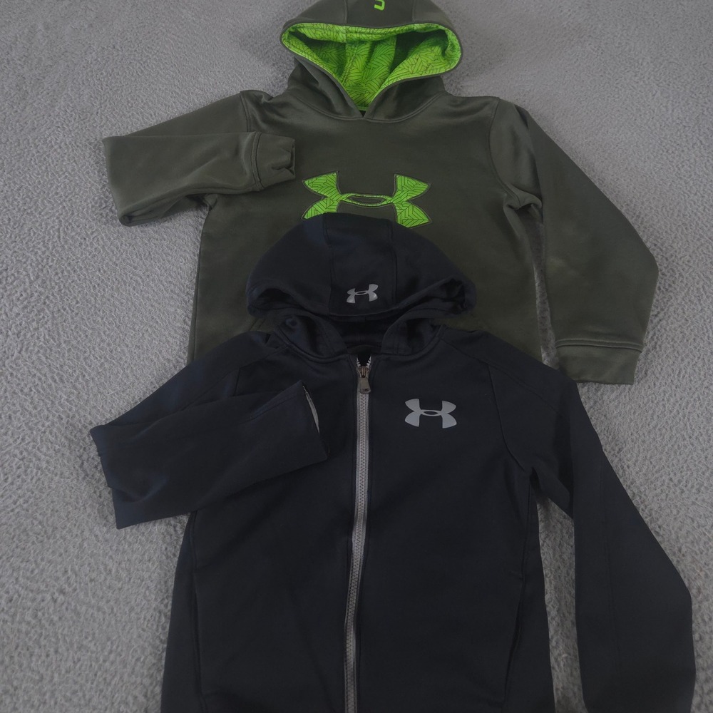 LOT OF‎ 2 Under Armour Hoodie Boys Small Multi Fleece Pullover Full Zip Logo